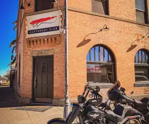 It’s a bluebird day to take a ride over to the Cutthroat Club for dinner!